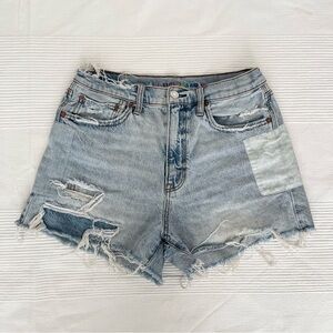 American Eagle Outfitters Women's Patchwork Denim Shorts Size 8 Light Blue Pride